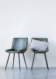 Creative Co-op Green Leather & Metal Chair,