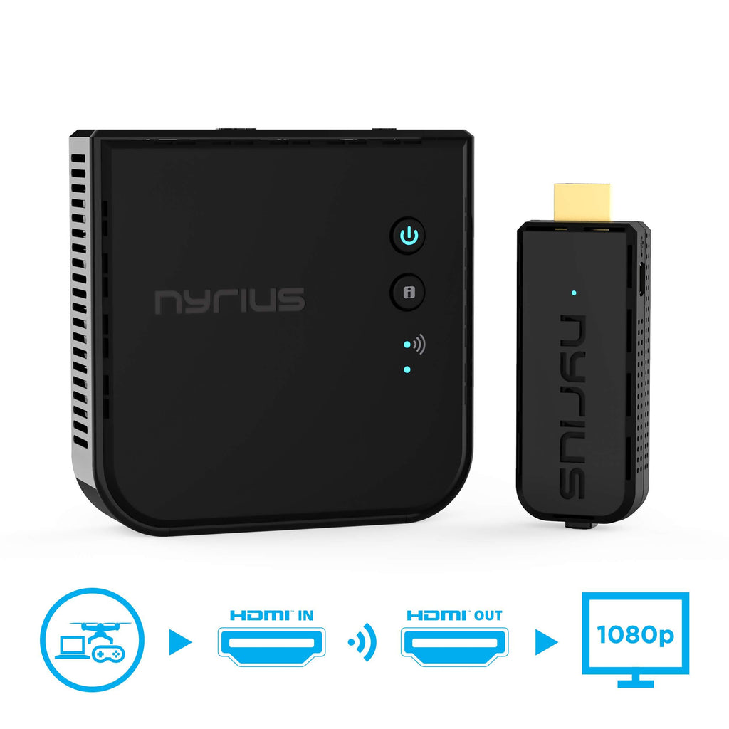 Nyrius Aries Prime Wireless Video HDMI Transmitter & Receiver for Streaming HD 1080p 3D Video & Digital Audio from Laptop, PC, Cable, Netflix, YouTube, PS4, Xbox One to HDTV/Projector (NPCS549)