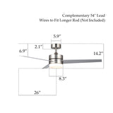 CO-Z Contemporary 52 Inch Ceiling Fan Light Brushed Nickel Finish with 3 Silver and Walnut Plywood Blades, Include 18W LED Light and Remote Control, UL Certificate