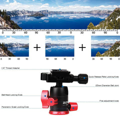 ZOMEi Camera Tripod Lightweight Travel Tripod Monopod 2 in 1 Portable Camera Tripod Stand with 360 Degree Ball Head, Remote Bluetooth and Phone Clip for Canon Nikon Sony GoPro DSLR SLR, Smartphone