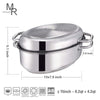 Mr Rudolf 18/10 Stainless Steel 15-inch Oval Roaster with Rack and Lid Dishwasher Safe Oven Safe Oval Roasting Pan PFOA Free 8.5 Quart + 4.2 Quart