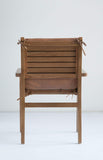 Creative Co-op Brown Leather & White Cedar Wood Chair,