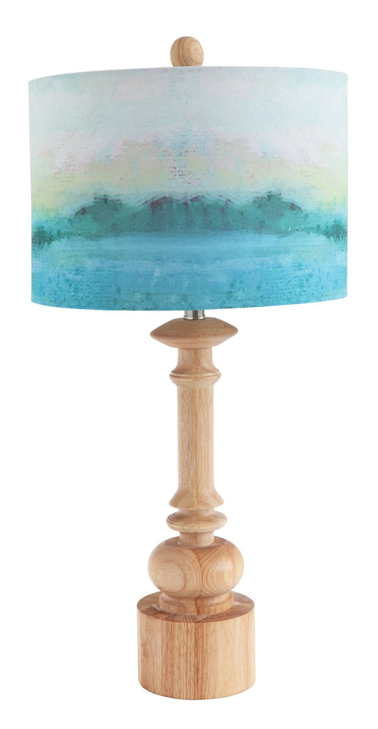 Creative Co-Op DA9104 Wood Table Lamp with Linen Print Shade