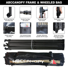 ABCCANOPY Canopy Tent 10 x 10 Pop-up Instant Shelters Commercial Portable Market Canopies with Matching Sidewalls, Weight Bags, Roller Bag,Bonus Canopy Awning