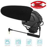 Velikon On-Camera Battery-Powered Shotgun Microphone for DSLRs, Cameras, Camorders, Supercardiod Polar Pattern. Includes Foam Windscreens & Furry Windshield.