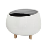 Creative Co-op White Planter with Wood Feet