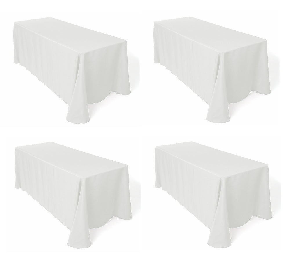 LinenTablecloth 90 x 132-Inch Rectangular Polyester Tablecloths (White, 4)