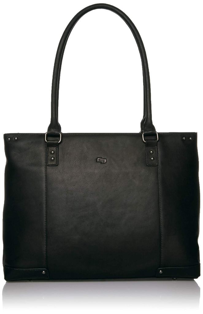 Solo Jay 15.6 inch Vintage Leather Laptop Ladies Tote Bag, Black