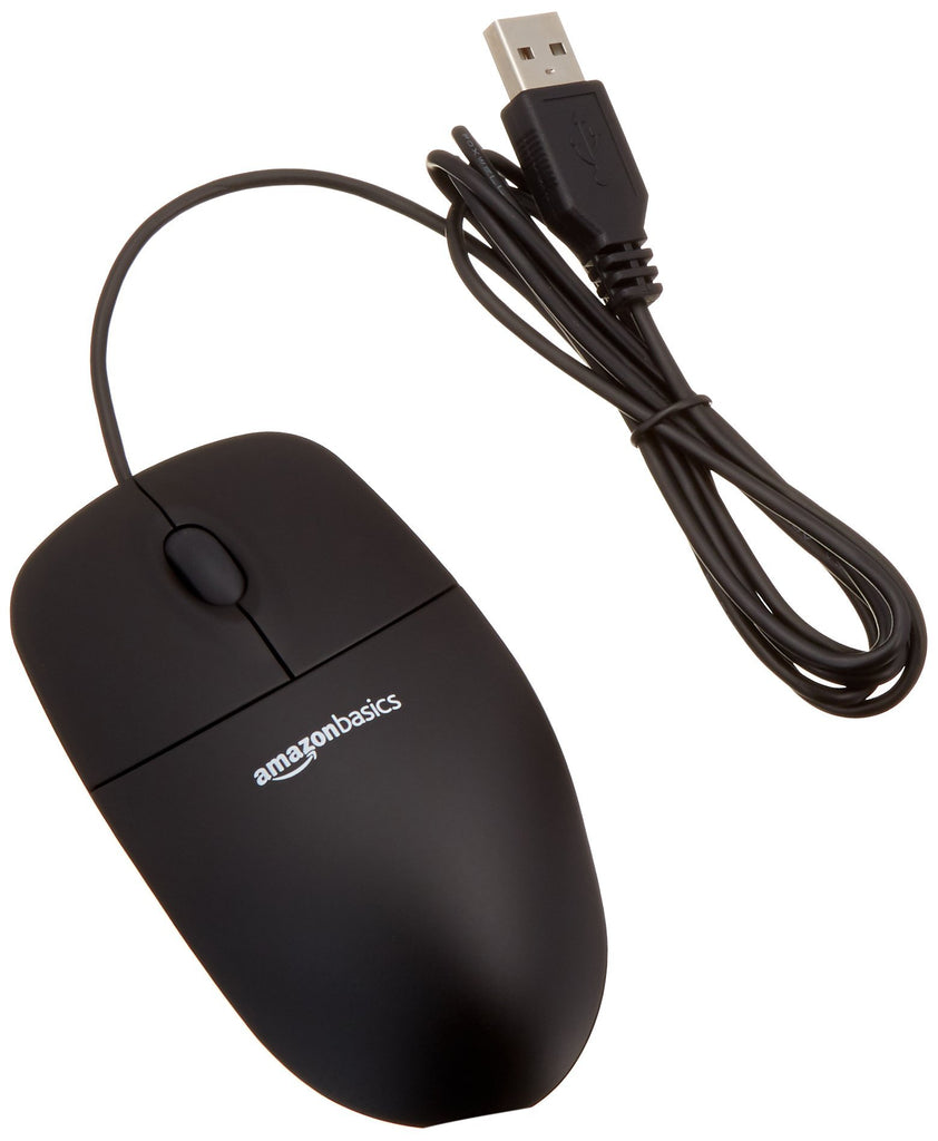 AmazonBasics 3-Button USB Wired Computer Mouse (Black), 30-Pack Bulk