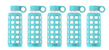 purifyou Premium Glass Water Bottle with Silicone Sleeve & Stainless Steel Lid Insert, 12/22 / 32 oz (5 Pack Aqua Blue, 32 oz)