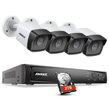 ANNKE 5MP PoE Home Security Camera System H.265+ 8CH Ultra HD 4K NVR, 4X 5MP Outdoor PoE IP Cameras, Starlight Color Night Vision, 2TB HDD for Long Time Recording, Support ONVIF Motion Detection