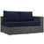 Modway EEI-1857-CHC-NAV Sojourn Wicker Rattan Outdoor Patio Coffee Table, Right-Arm Loveseat, Canvas Navy