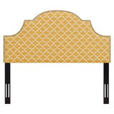 Ravenna Home Trellis Pattern Upholstered Headboard - Queen, 61.6 Inch, Yellow and Cream