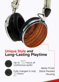 Symphonized Wraith 2.0 Bluetooth Genuine Wood Wireless Headphones with 3.5mm Cable Included for Wired Use. (Zebra Wood)