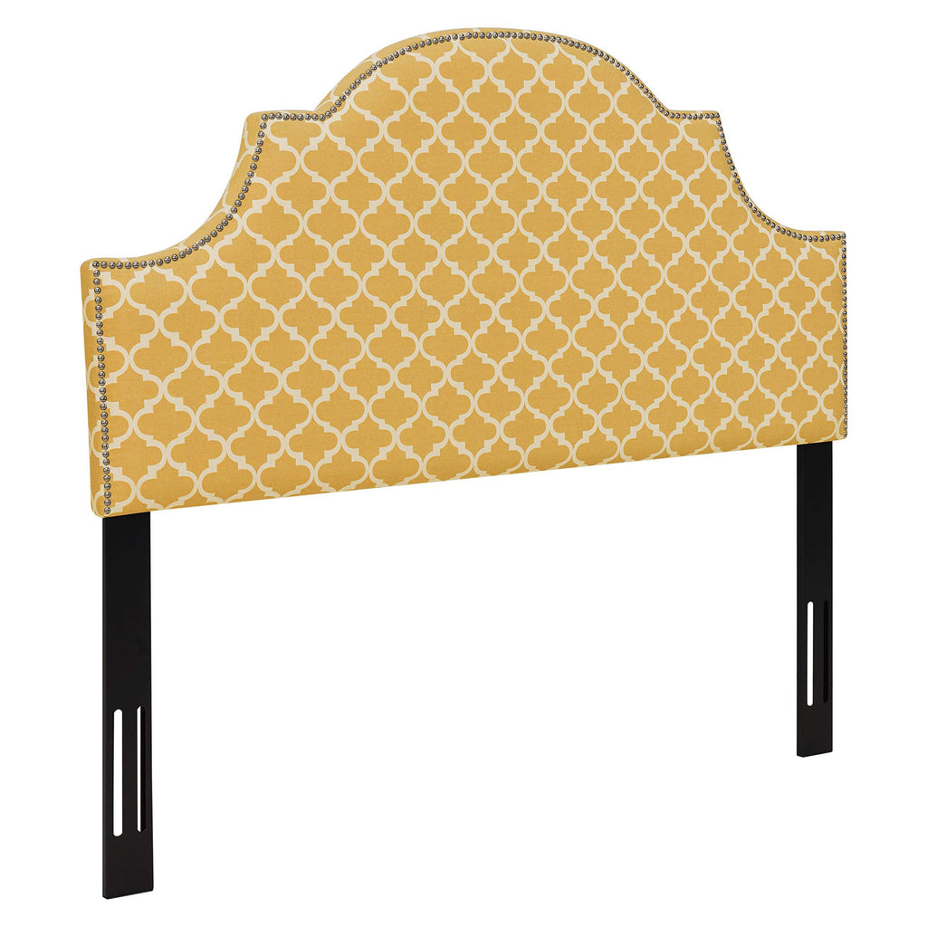 Ravenna Home Trellis Pattern Upholstered Headboard - Queen, 61.6 Inch, Yellow and Cream