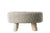 Creative Co-op Wood and Cotton Knit Round Ottoman Stool, Off- Off-White