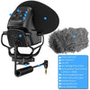 Velikon On-Camera Battery-Powered Shotgun Microphone for DSLRs, Cameras, Camorders, Supercardiod Polar Pattern. Includes Foam Windscreens & Furry Windshield.