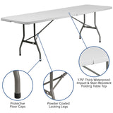 Flash Furniture 30''W x 96''L Bi-Fold Granite White Plastic Folding Table