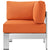 Modway Shore Aluminum Outdoor Patio Corner Chair in Silver Orange