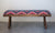 Creative Co-Op Mango Wood Bench in Navy & Red Kilim Fabric