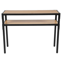 Flash Furniture Holmby Collection Knotted Pine Wood Grain Finish Console Table with Black Metal Legs