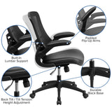 Flash Furniture Mid-Back Black Mesh Swivel Task Chair with Leather Seat and Flip-Up Arms