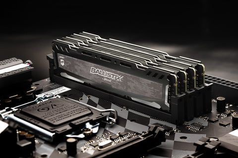 Ballistix Sport LT 64GB Kit (16GBx4) DDR4 2666 MT/s (PC4-21300) DR x8 DIMM 288-Pin - BLS4K16G4D26BFSB (Gray)