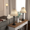 Ravenna Home Iron Wave Table and Floor Lamp Set with 3 LED Light Bulbs - Set of 3, Dark Bronze