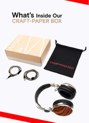 Symphonized Wraith 2.0 Bluetooth Genuine Wood Wireless Headphones with 3.5mm Cable Included for Wired Use. (Zebra Wood)