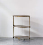 Creative Co-op Antique Gold Oval Metal 3-Tier Shelf Side Table,