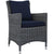 Modway Summon Dining Outdoor Patio Armchair With Sunbrella Brand Navy Canvas Cushions