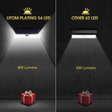 LITOM Solar Lights Outdoor, 54 LED Super Bright 270°Wide Angle Motion Sensor Lights, Wireless Waterproof Security Solar Light for Front Door, Yard, Garage, Deck, Porch, Shed, Walkway, Fence (2 Pack)