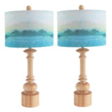 Creative Co-Op DA9104 Wood Table Lamp with Linen Print Shade