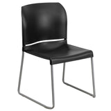 Flash Furniture 5 Pk. HERCULES Series 880 lb. Capacity Black Full Back Contoured Stack Chair with Sled Base