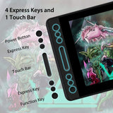 Huion KAMVAS PRO 12 Graphics Drawing Monitor Tilt Function Battery-Free 8192 Levels Pen Pressure with 4 Express Keys and 1 Touch bar -11.6 inches