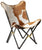 Creative Co-Op Cowhide Folding Butterfly Chair with Black & Gold Metal Base (Each one will vary)