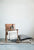 Creative Co-op Brown Leather & White Cedar Wood Chair,