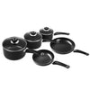 Morphy Richards Equip Frying Pan and Saucepan Set 5 Piece with 9 Piece Tool Set, Aluminium, Black