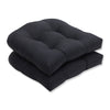 Pillow Perfect Indoor/Outdoor Fresco Wicker Seat Cushion, Black, Set of 2