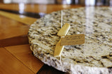 Handmade Reclaimed Granite Lazy Susan with Rough Chiseled Edge, 12