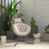 AmazonBasics Outdoor PE Wicker Rattan Hanging Chair with Stand