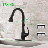 PAKING Kitchen Faucet, Kitchen Sink Faucet, Sink Faucet, Kitchen Faucets with Pull-down Sprayer, Matte Black Bar Kitchen Faucet, Sweep Spray