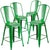 Flash Furniture 4 Pk. 24'' High Distressed Green Metal Indoor-Outdoor Counter Height Stool with Back