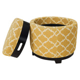 Ravenna Home Morrocan Storage Ottoman with Tray - 19 Inch, Yellow and Cream