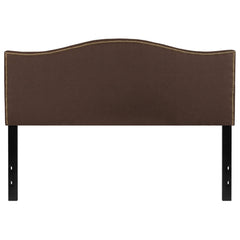 Flash Furniture Lexington Upholstered Queen Size Headboard with Decorative Nail Trim in Dark Brown Fabric