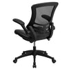 Flash Furniture Mid-Back Black Mesh Swivel Task Chair with Leather Seat and Flip-Up Arms