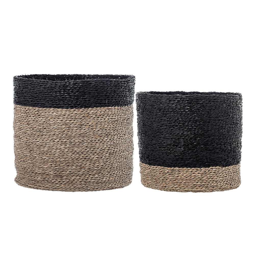 Bloomingville Black Stripe Natural Seagrass Baskets (Set of 2)