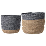 Bloomingville Set of 2 Beige & Grey Natural Seagrass Baskets